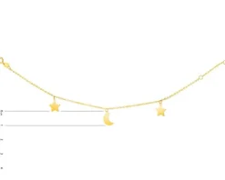 Złota bransoletka, ankier - gwiazdy, Księżyc