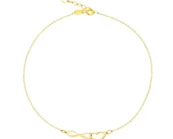 Złota bransoletka, ankier - nieskończoność, serce