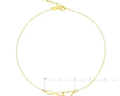 Złota bransoletka, ankier - nieskończoność, serce