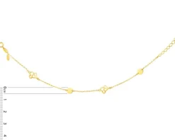 Złota bransoletka, ankier - serca, koła