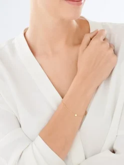 Złota bransoletka, ankier - serca, koła