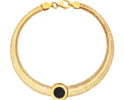 Złota bransoletka elastyczna z emalią