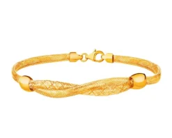 Złota bransoletka elastyczna z zapięciem