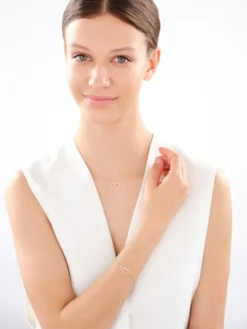 Złota bransoletka i naszyjnik - komplet - serca