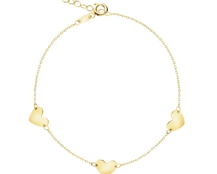 Złota bransoletka i naszyjnik - komplet - serca