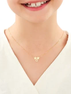 Złota bransoletka i naszyjnik z emalią - komplet - kwiaty