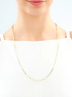 Złota bransoletka i naszyjnik - komplet - paper clip