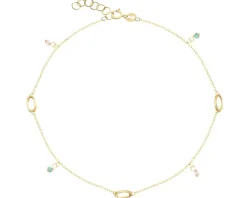 Złota bransoletka na nogę, szkło szlifowane