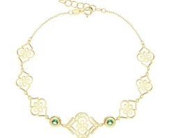 Złota bransoletka z cyrkoniami - rozety