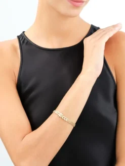 Złota bransoletka z cyrkoniami - kwiat