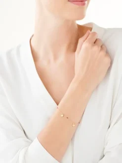 Złota bransoletka z cyrkoniami , ankier - serca