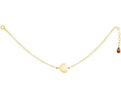 Złota bransoletka z cyrkonią, ankier - serce