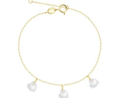 Złota bransoletka z cyrkoniami - serca