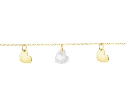 Złota bransoletka z cyrkonią - serca