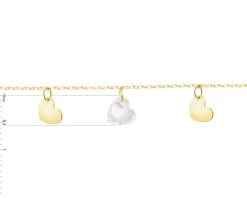 Złota bransoletka z cyrkonią - serca