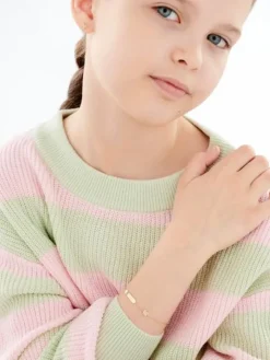 Złota bransoletka z cyrkoniami, blaszką, ankier - motyl