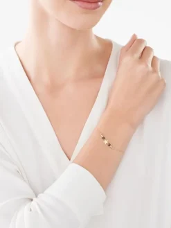 Złota bransoletka z cyrkoniami, ankier - gwiazda