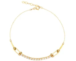 Złota bransoletka z cyrkoniami, ankier