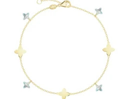 Złota bransoletka z cyrkoniami - kwiaty