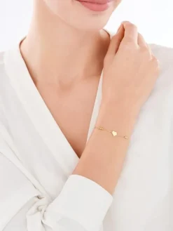 Złota bransoletka z cyrkonią, ankier - serce