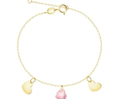 Złota bransoletka z cyrkonią - serca