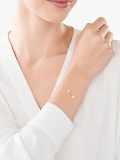 Złota bransoletka z cyrkonią, ankier - koło, serca