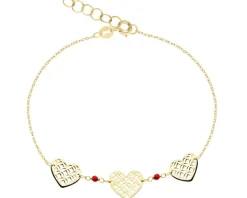 Złota bransoletka z cyrkoniami - serca