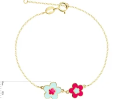 Złota bransoletka z emalią - kwiaty