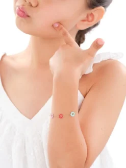 Złota bransoletka z emalią - serca