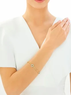 Złota bransoletka z emalią - paper clip