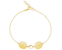 Złota bransoletka z emalią, ankier - rozety