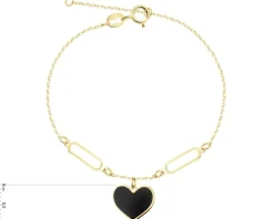 Złota bransoletka z emalią - serce