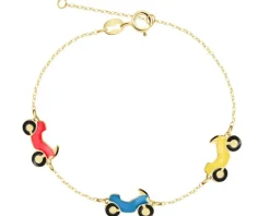 Złota bransoletka z emalią - samochody