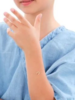 Złota bransoletka z emalią - serce, biedronka