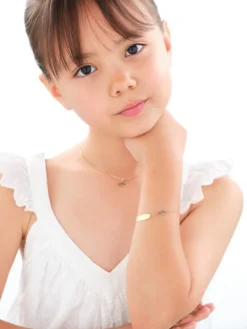 Złota bransoletka z emalią i blaszką, ankier - samolot