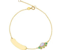 Złota bransoletka z emalią i blaszką, ankier