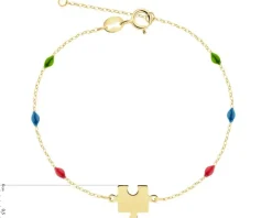 Złota bransoletka z emalia, ankier - puzzel