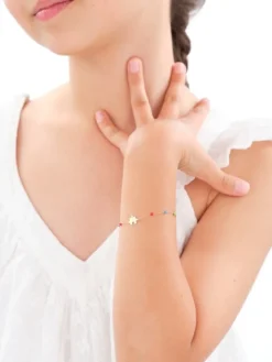 Złota bransoletka z emalia, ankier - puzzel