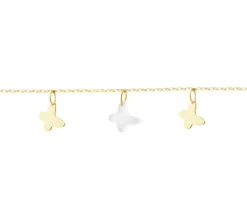 Złota bransoletka z masą perłową - motyle