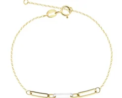 Złota bransoletka z masą perłową - paper clip