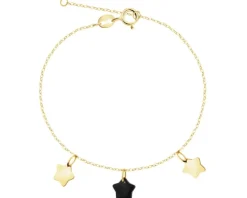 Złota bransoletka z onyksem syntetycznym - gwiazdy