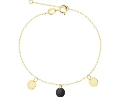 Złota bransoletka z onyksem syntetycznym - koła