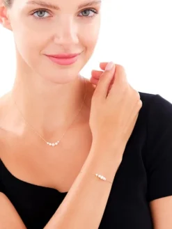 Złota bransoletka z perłami, ankier