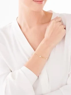 Złota bransoletka z perłami - paper clip