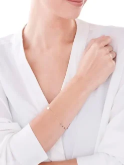 Złota bransoletka ze szkłem, ankier - koniczyna