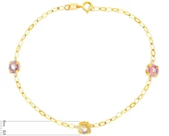 Złota bransoletka ze szkłem szlifowanym, ankier