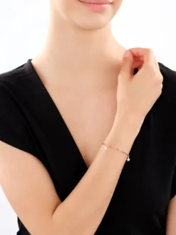 Złota bransoletka ze szkłem szlifowanym, ankier - gwiazdy