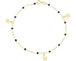 Złota bransoletka ze szkłem szlifowanym, ankier - gwiazdy