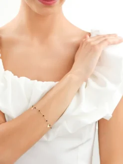 Złota bransoletka ze szkłem szlifowanym, ankier - gwiazdy