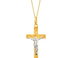 Złota zawieszka - krzyż z wizerunkiem Chrystusa